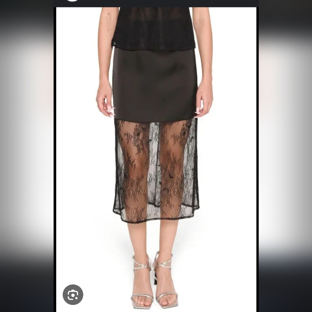 WAYF x Jourdan Sloane Black Slip Lace Midi Skirt Sz XL NWT Whimsigoth Parties